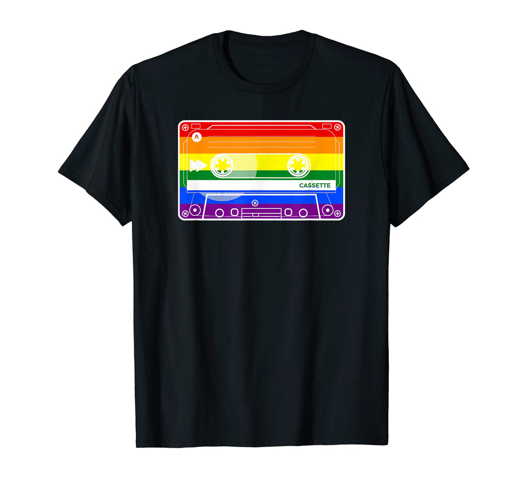 80S 90S Cassette Tape Gay Pride Flag T-Shirt - Casual Everyday Wear Unisex - T-Shirt, Sweatshirt, Hoodie
