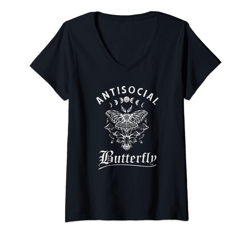 Womens Antisocial Butterfly Grunge T-Shirt - Fun Novelty Design Unisex - T-Shirt, Sweatshirt, Hoodie
