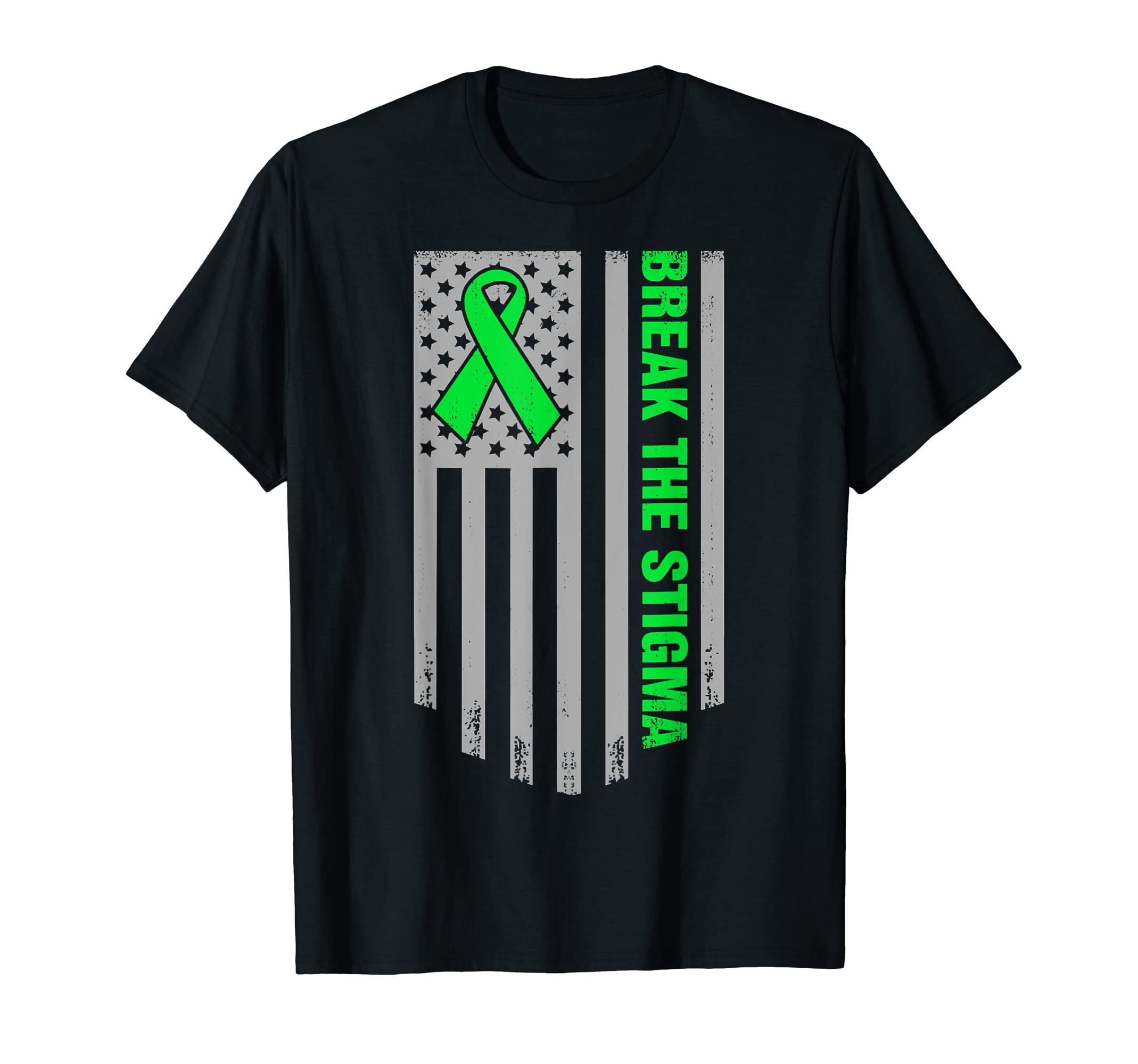 Break Stigma American Flag Mental T-Shirt - Casual Everyday Wear Men Women - T-Shirt, Sweatshirt, Hoodie