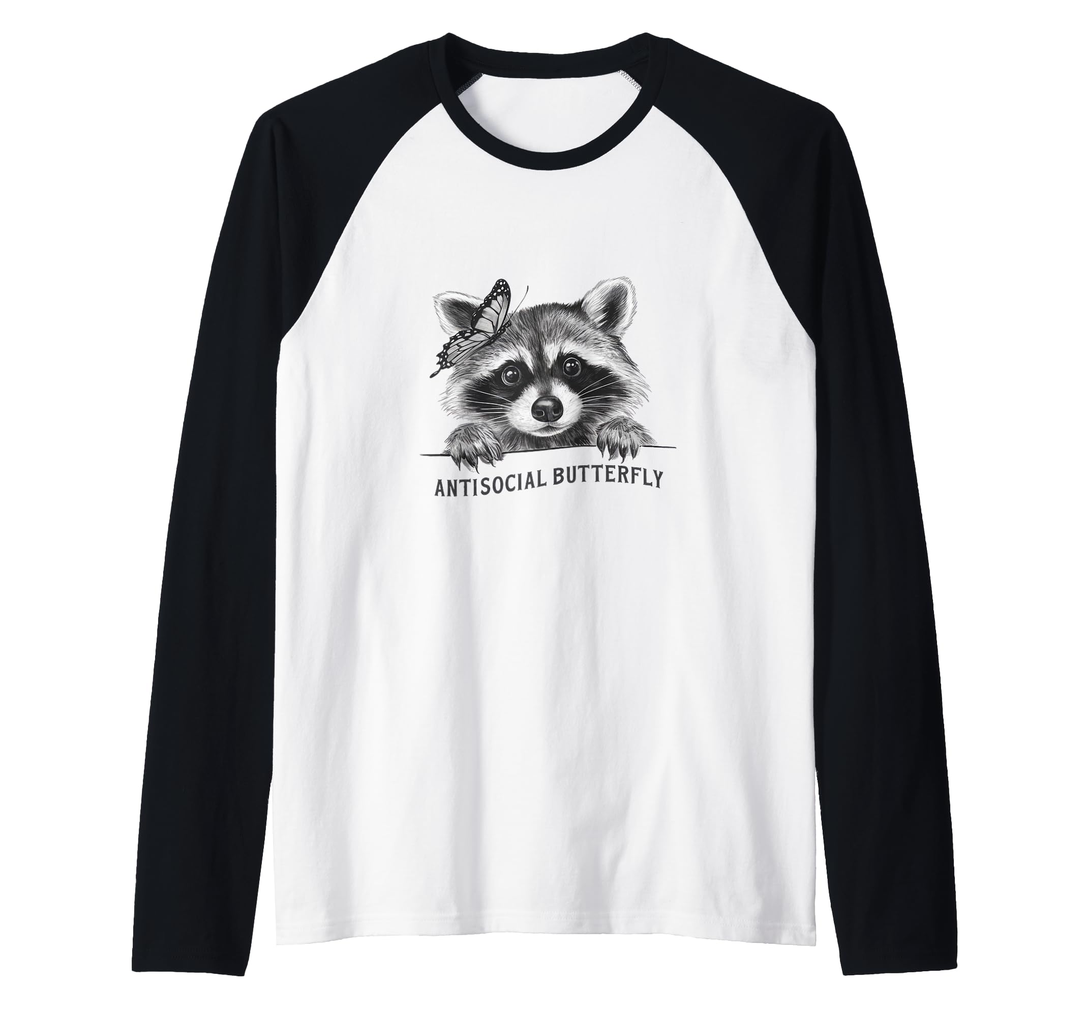 Antisocial Butterfly Raccoon And Butterfly T-Shirt - Unique Graphic Unisex - T-Shirt, Sweatshirt, Hoodie
