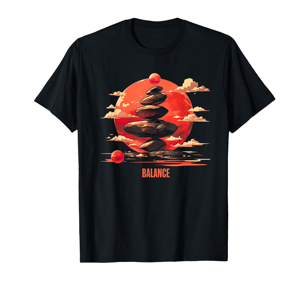 Zen Balancing Stones Art Mindfulness T-Shirt - Fun Novelty Design Unisex - T-Shirt, Sweatshirt, Hoodie