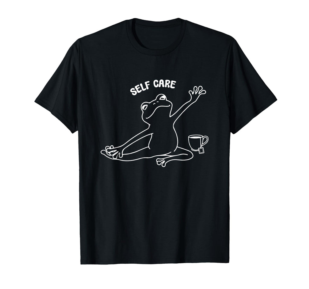 Self Care Frog Drinking Tea T-Shirt - Trendy Graphic for Adults - T-Shirt, Sweatshirt, Hoodie