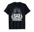 White Poodle Wearing Motorcycle Helmet T-Shirt - Graphic Print Unisex - T-Shirt, Sweatshirt, Hoodie