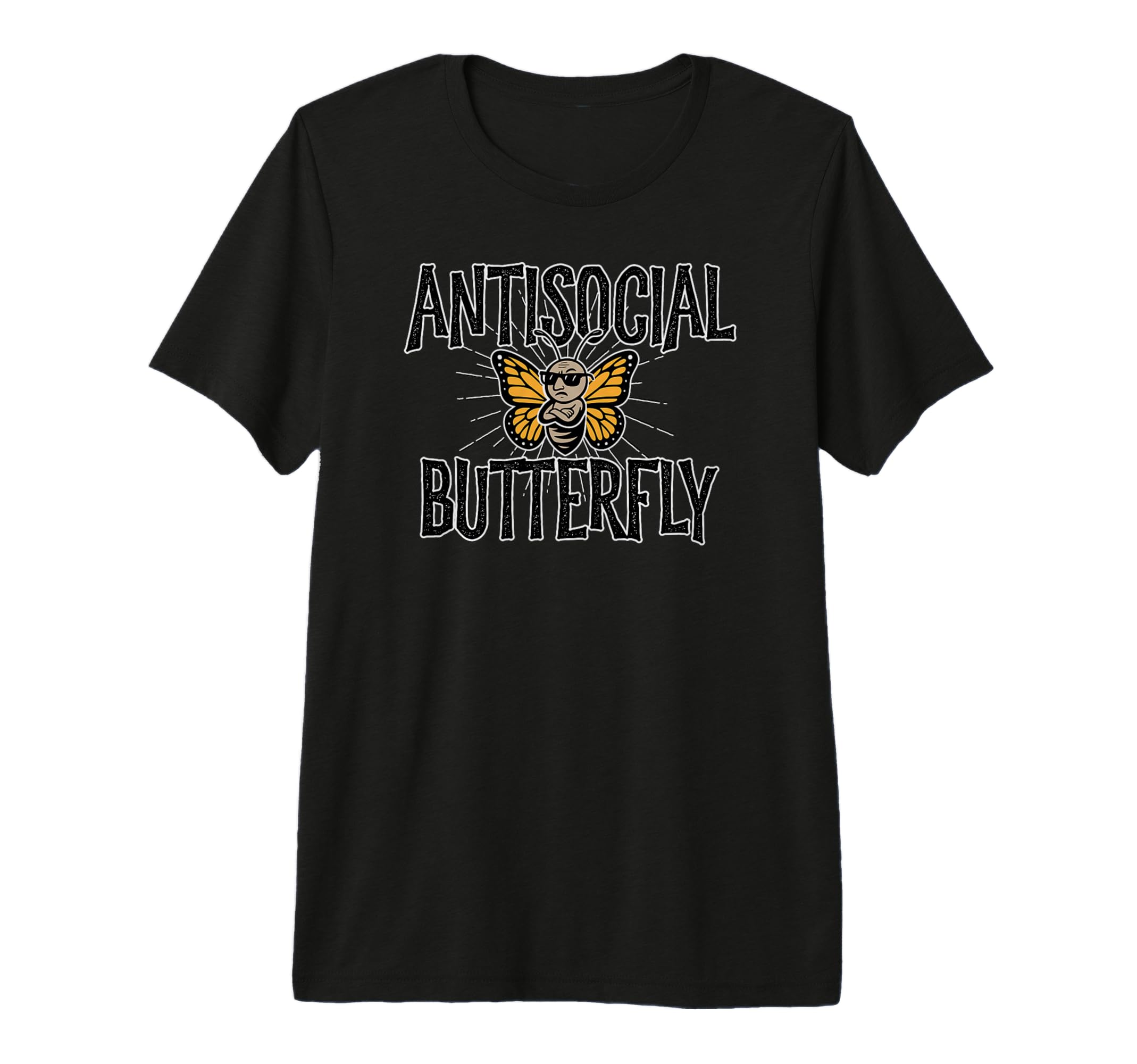Antisocial Butterfly Funny Hermit Tri T-Shirt - Novelty Apparel Unisex - T-Shirt, Sweatshirt, Hoodie