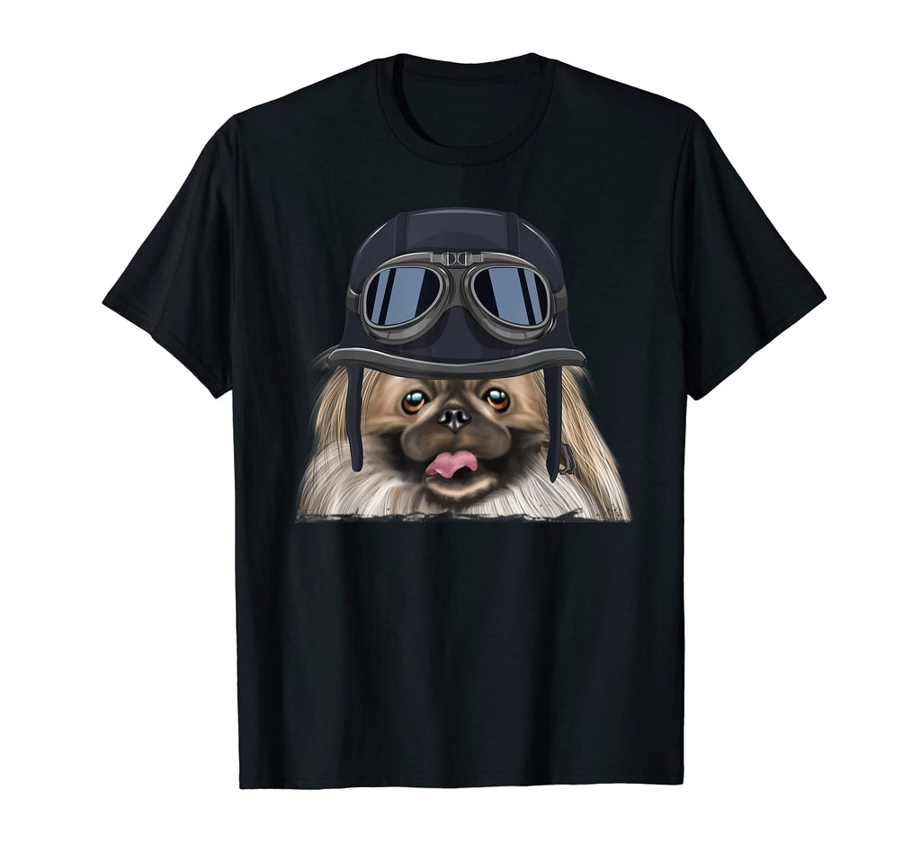 Funny Motorcycle Helmet Pekingese T-Shirt - Aesthetic Graphic for Adults - T-Shirt, Sweatshirt, Hoodie