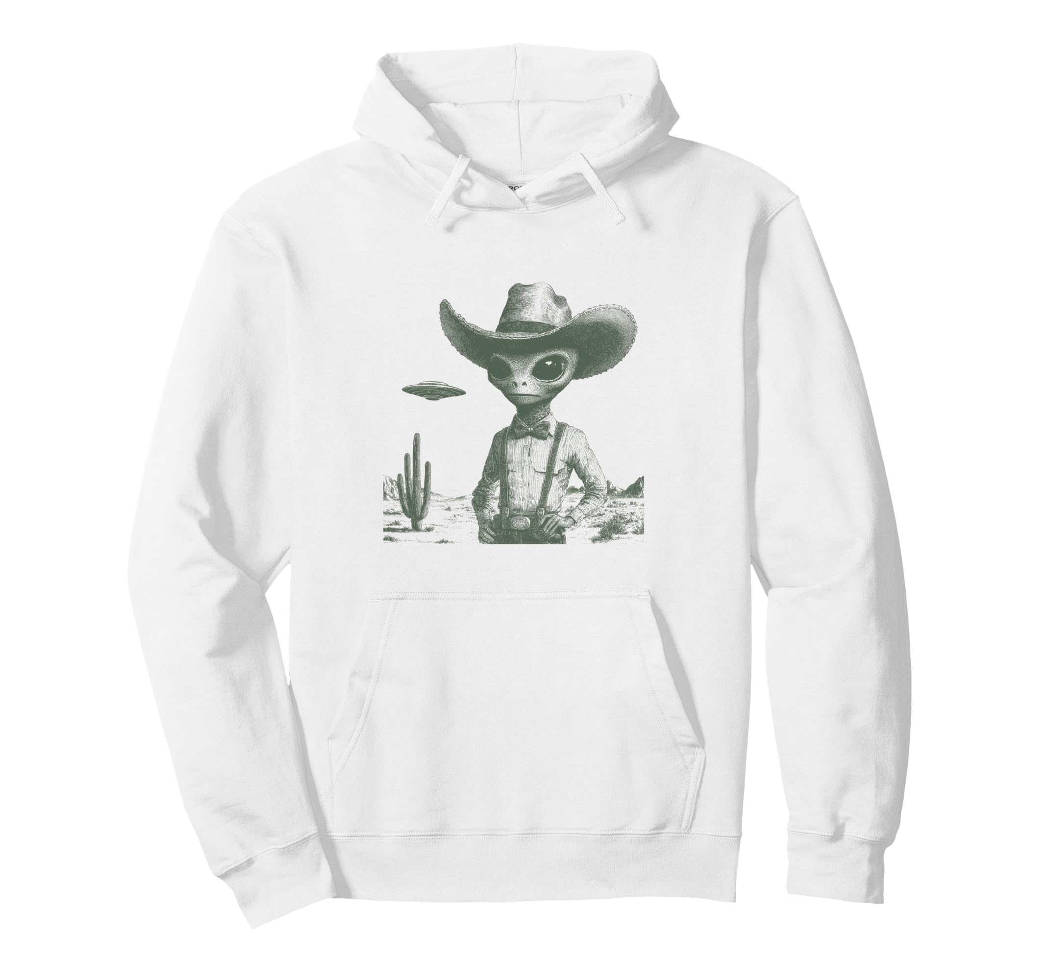 Cowboy Ufo Encounter Alien Western Hoodie - Fun Novelty Design Men Women - T-Shirt, Sweatshirt, Hoodie