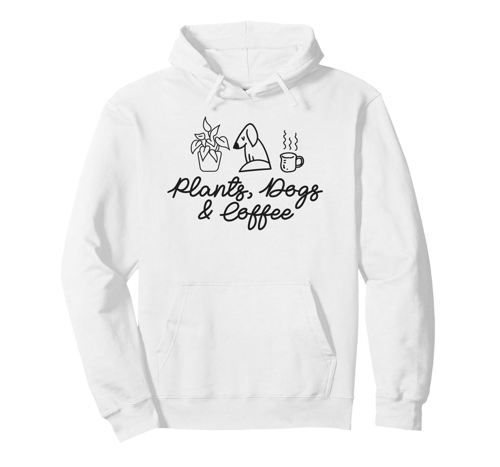 Plants Dogs And Coffee Funny Plant Lover Hoodie - Custom Art Print Unisex - T-Shirt, Sweatshirt, Hoodie