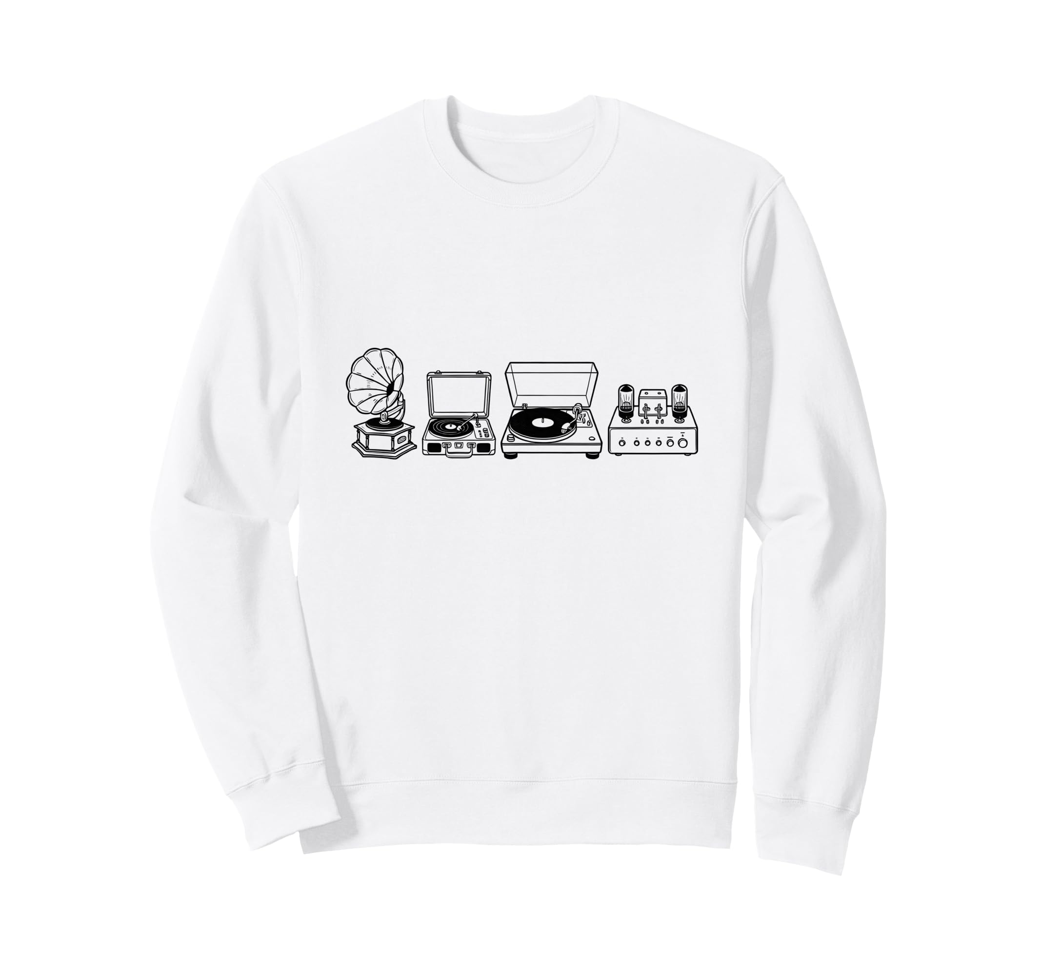 Audio Gear Vinyl Lover Record Player Sweatshirt - Graphic Print for Adults - T-Shirt, Sweatshirt, Hoodie