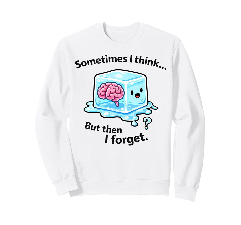 Forgetful Ice Brain Meme Cartoon Sweatshirt - Minimalist Print Unisex - T-Shirt, Sweatshirt, Hoodie