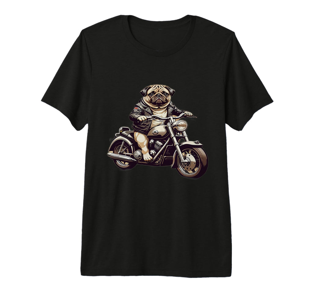 Pug Riding Motorcycle Biker Pug T-Shirt - Streetwear Style Unisex - T-Shirt, Sweatshirt, Hoodie