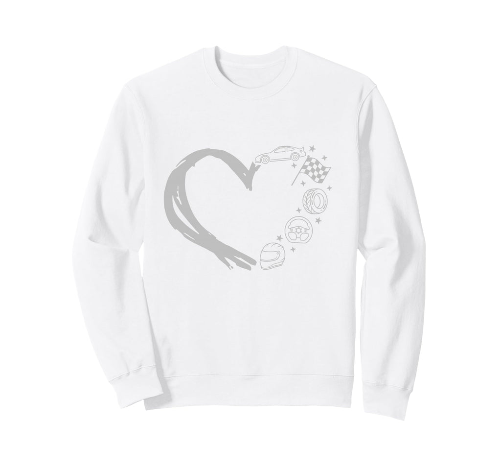 Car Racing Heart Silhouette I Love Sweatshirt - Novelty Apparel for Adults - T-Shirt, Sweatshirt, Hoodie