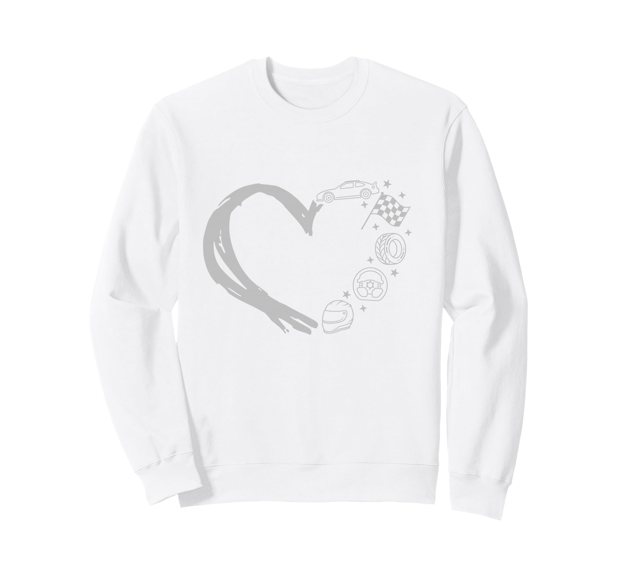 Car Racing Heart Silhouette I Love Sweatshirt - Novelty Apparel for Adults - T-Shirt, Sweatshirt, Hoodie