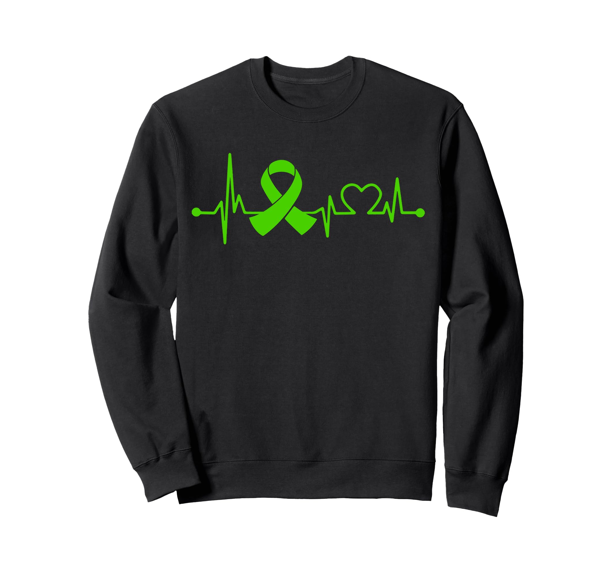 Green Ribbon Heartbeat Mental Sweatshirt - Aesthetic Graphic Men Women - T-Shirt, Sweatshirt, Hoodie