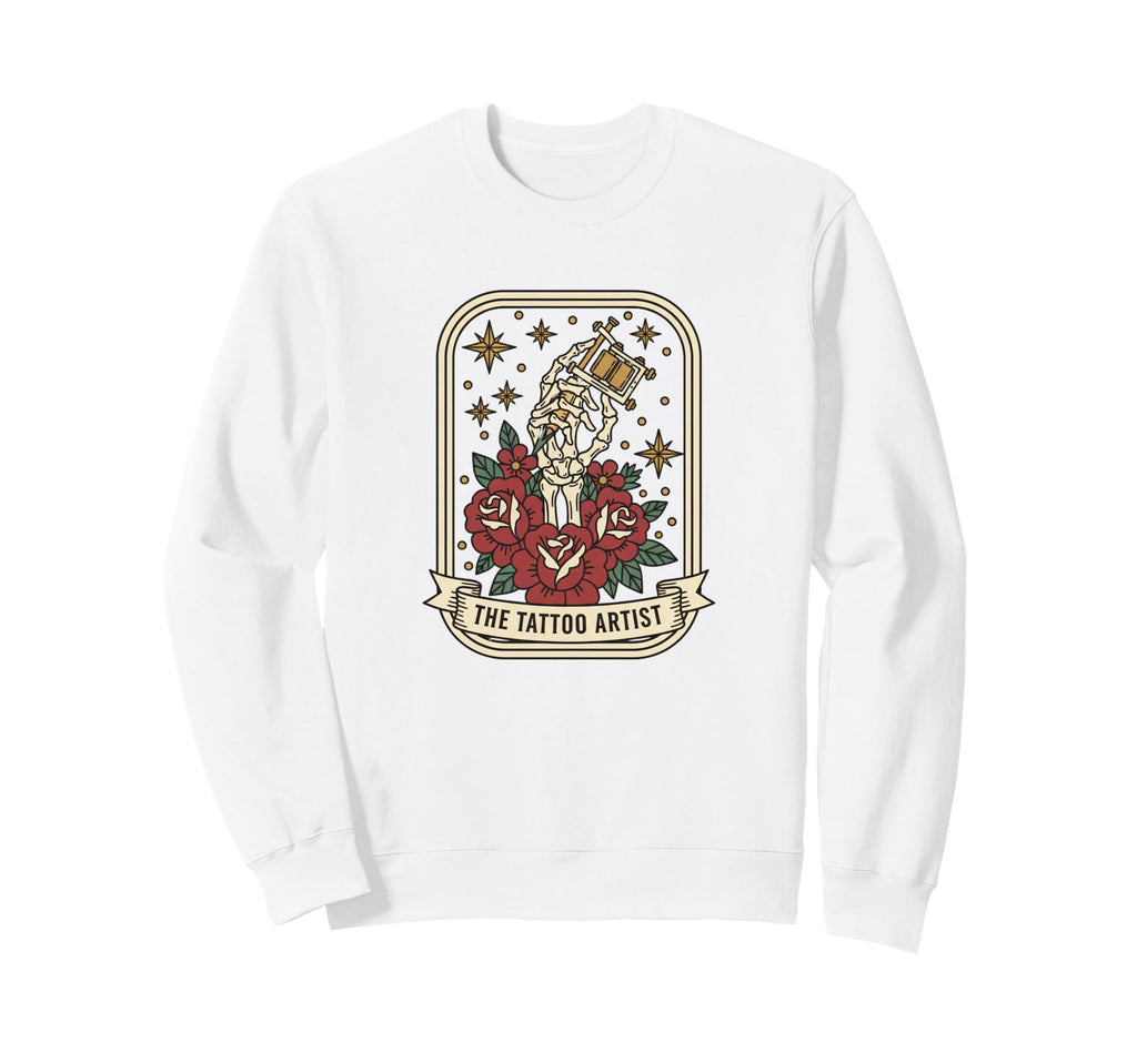 Tattoo Artist Skeleton Hand Tattoo Sweatshirt - Unique Graphic Men Women - T-Shirt, Sweatshirt, Hoodie
