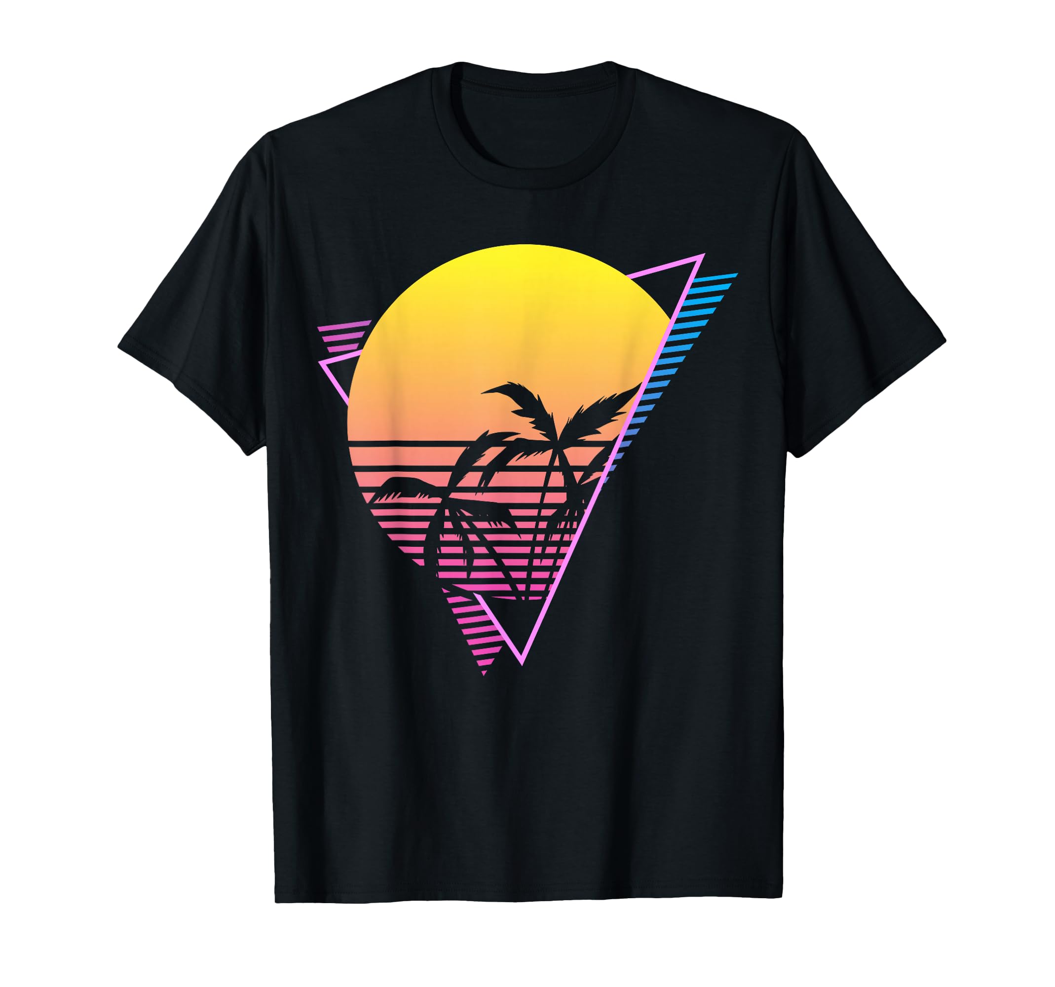 Sunset Palm Trees Synthwave Vaporwave T-Shirt - Novelty Apparel for Adults - T-Shirt, Sweatshirt, Hoodie