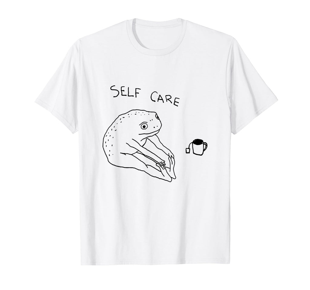 Self Care Frog Drinking Tea T-Shirt - Custom Art Print for Adults - T-Shirt, Sweatshirt, Hoodie