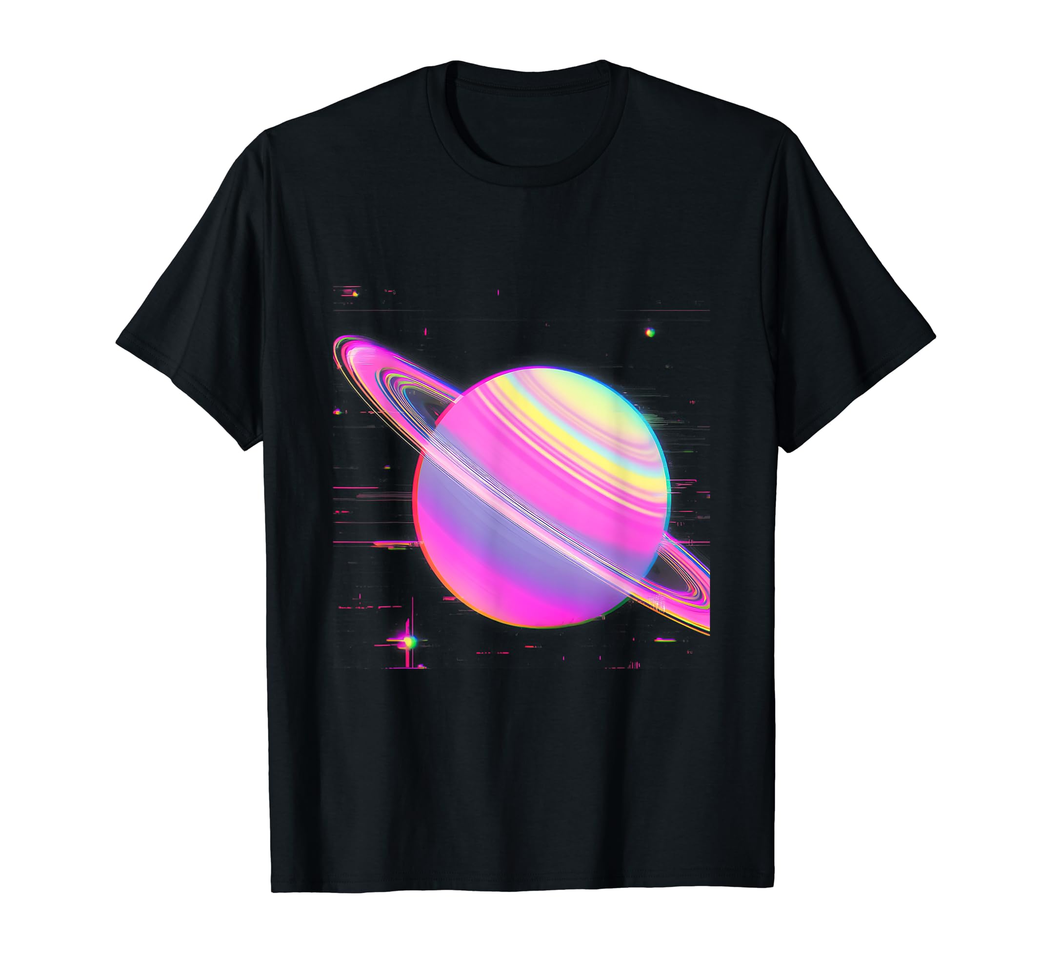 Vaporwave Synthwave Glitch Saturn 80S 90S T-Shirt - Trendy Graphic Unisex - T-Shirt, Sweatshirt, Hoodie