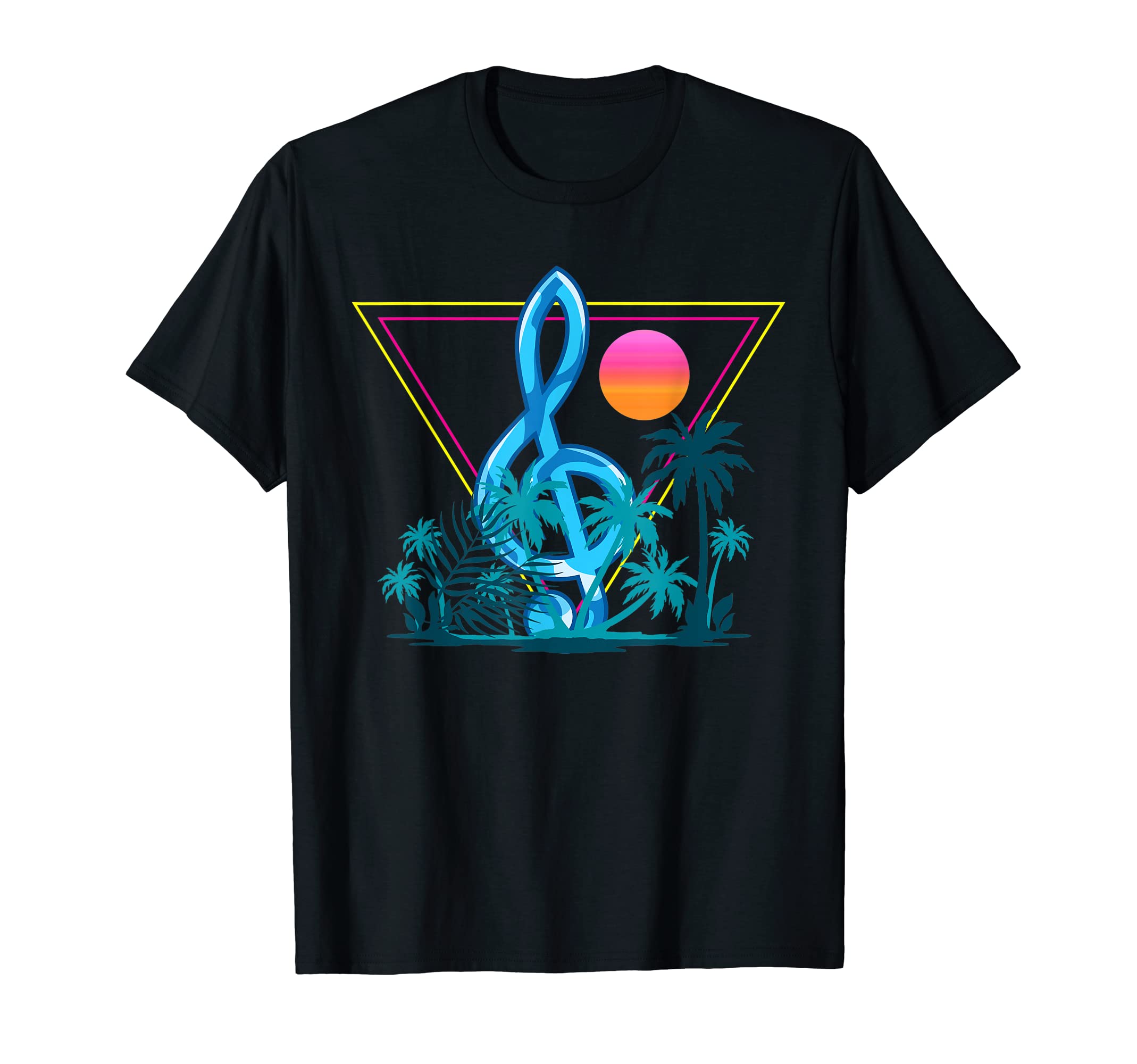 90S Music Treble Clef Synthwave T-Shirt - Unique Graphic for Adults - T-Shirt, Sweatshirt, Hoodie