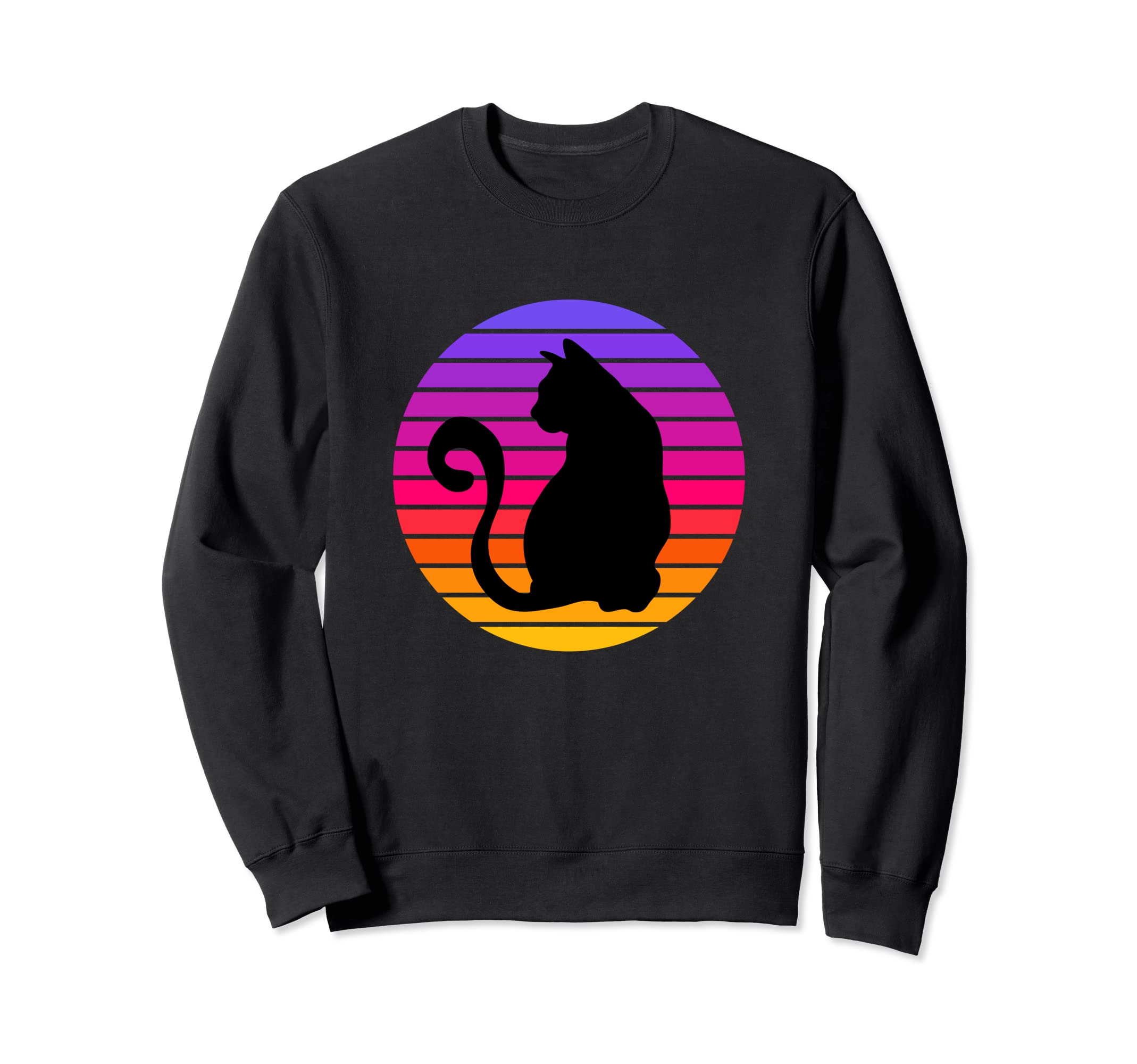 Cat Silhouette Rainbow Sunset Sweatshirt - Streetwear Style for Adults - T-Shirt, Sweatshirt, Hoodie