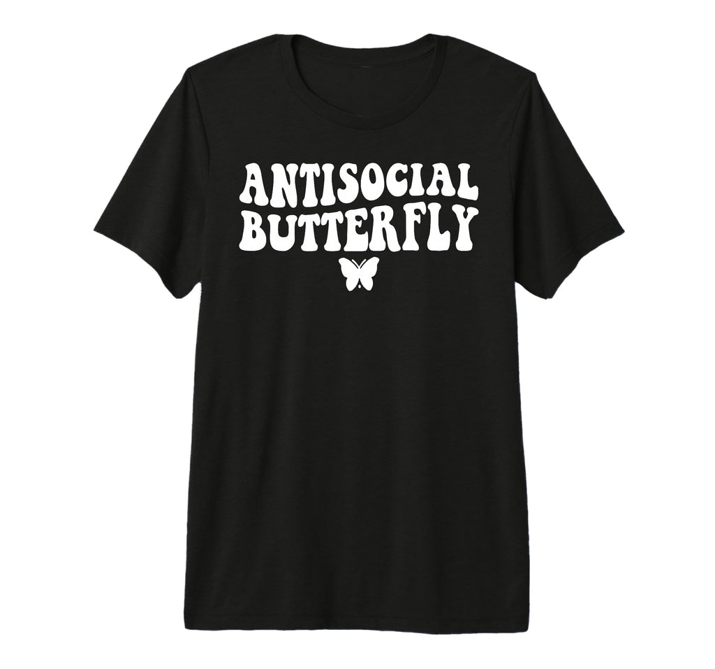 Antisocial Butterfly Tri Blend T-Shirt - Custom Art Print Unisex - T-Shirt, Sweatshirt, Hoodie