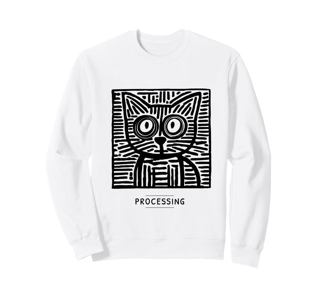 Processing Cat Meme Introvert Sweatshirt - Minimalist Print Men Women - T-Shirt, Sweatshirt, Hoodie