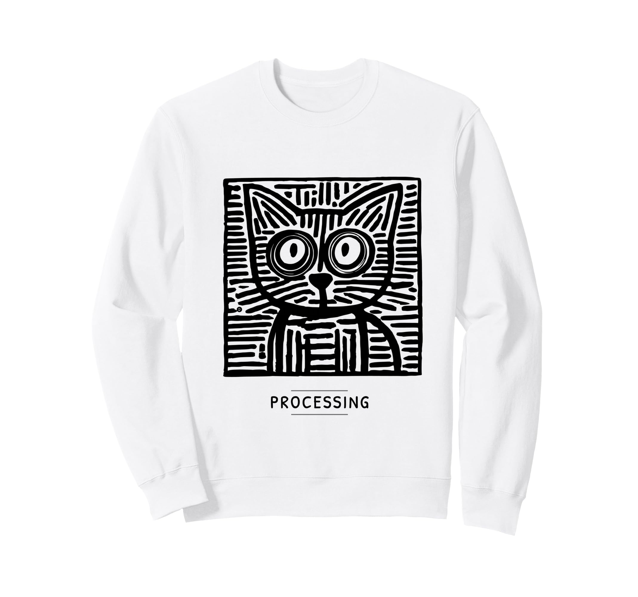Processing Cat Meme Introvert Sweatshirt - Minimalist Print Men Women - T-Shirt, Sweatshirt, Hoodie