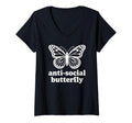 Womens Antisocial Butterfly Funny V T-Shirt - Aesthetic Graphic Men Women - T-Shirt, Sweatshirt, Hoodie