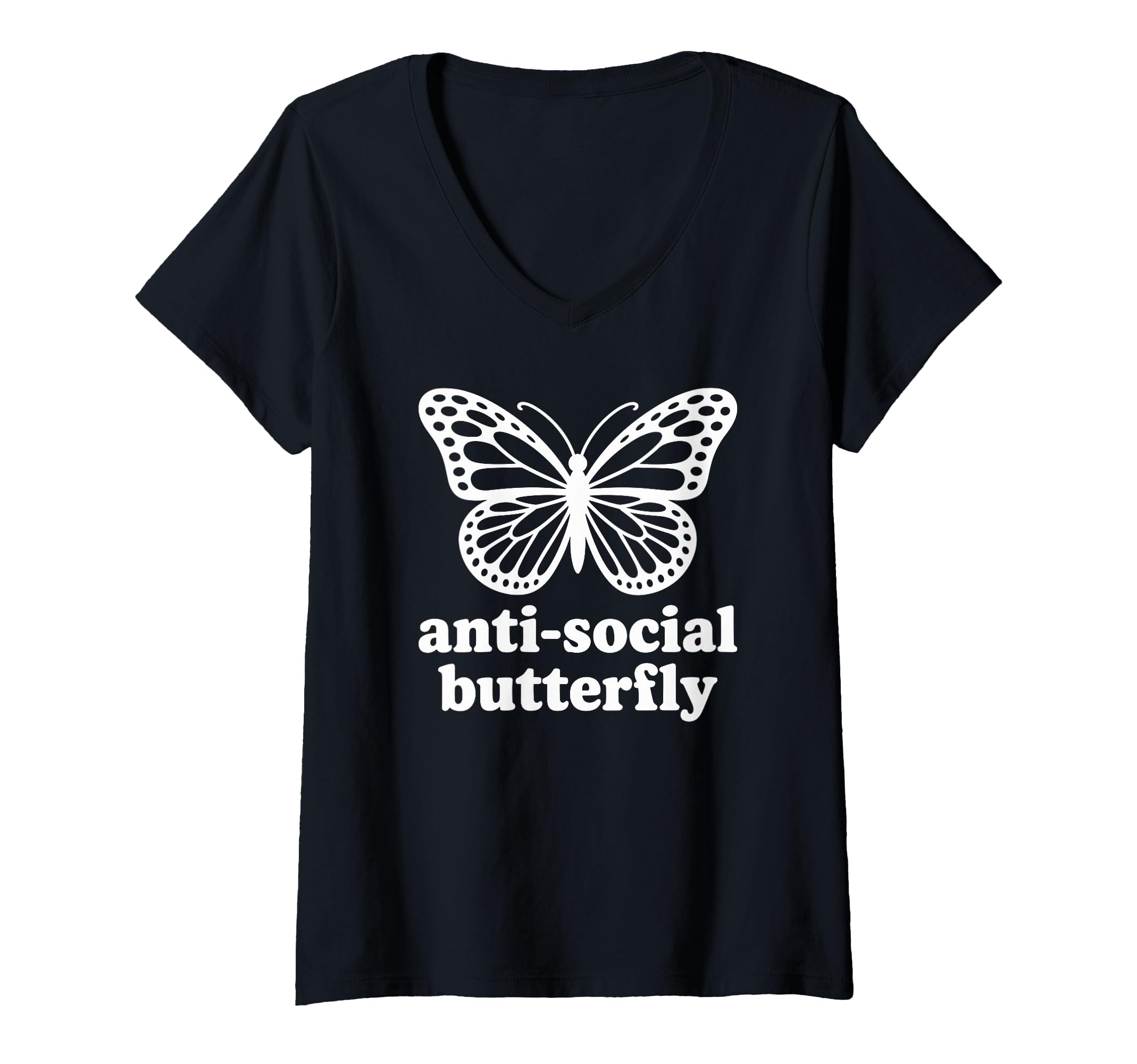 Womens Antisocial Butterfly Funny V T-Shirt - Aesthetic Graphic Men Women - T-Shirt, Sweatshirt, Hoodie