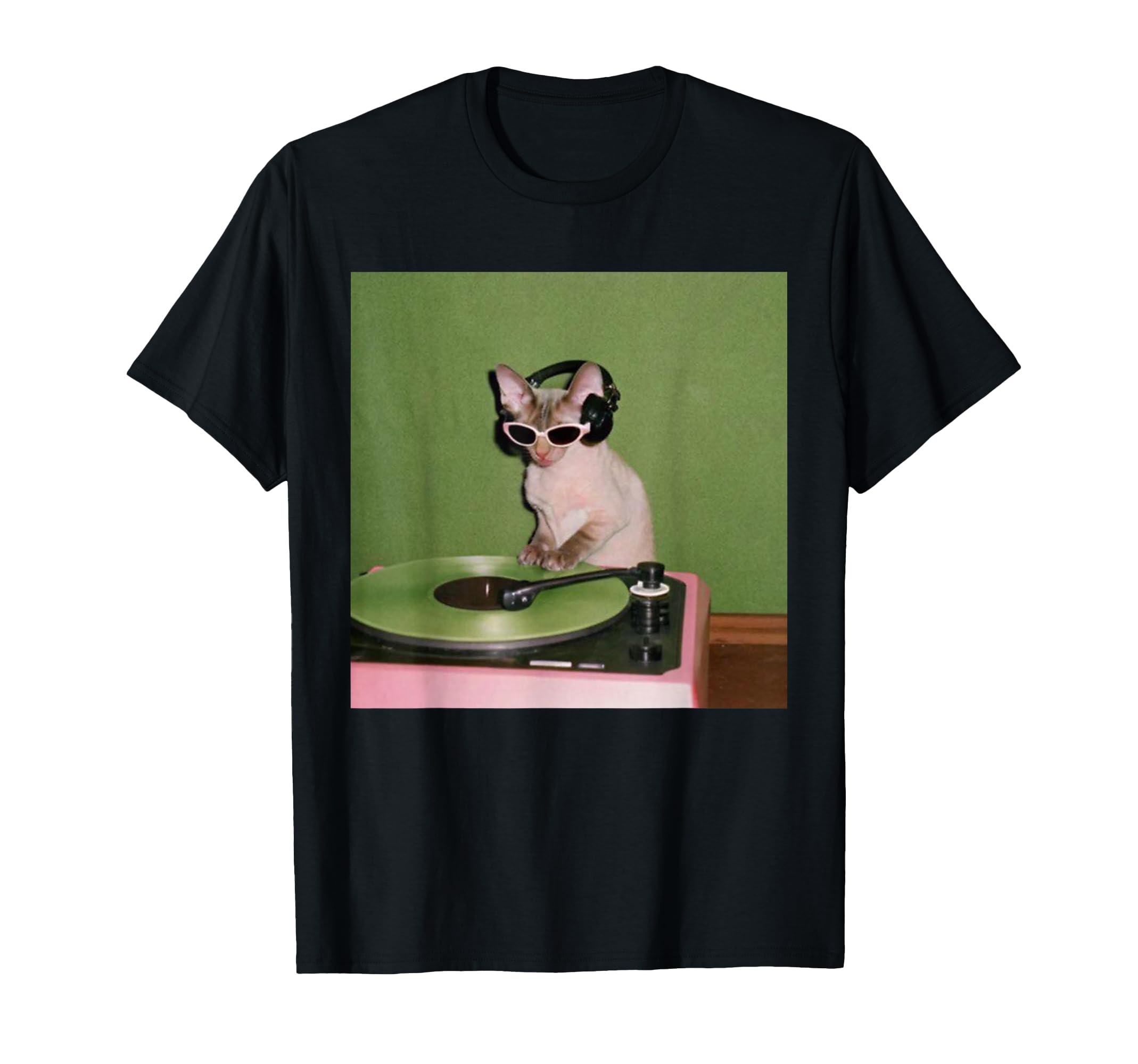 Cat Dj Meme Kitty Vinyl Player Funny T-Shirt - Novelty Apparel Unisex - T-Shirt, Sweatshirt, Hoodie