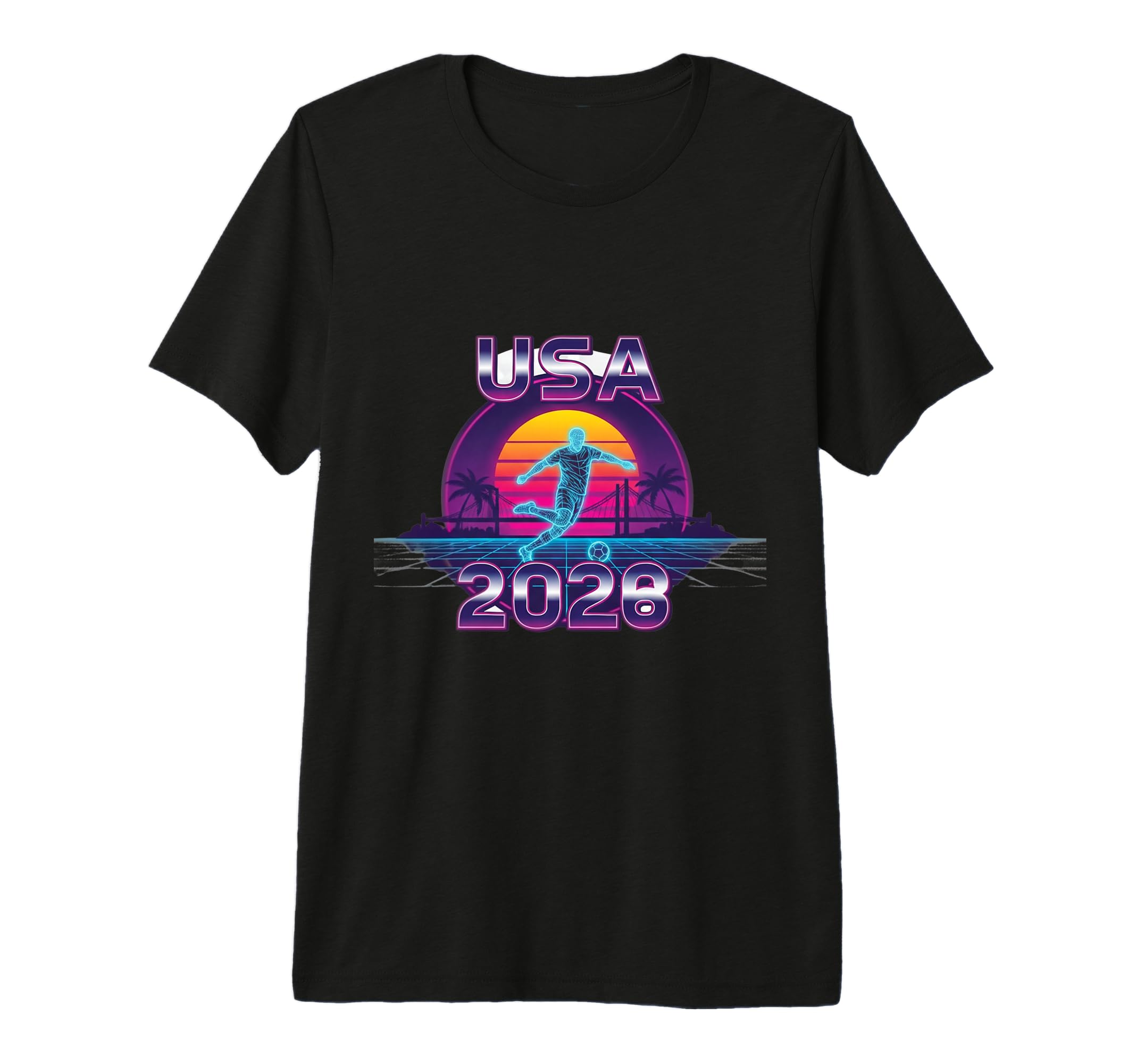 Outrun 80S Soccer Player Synthwave T-Shirt - Aesthetic Graphic for Adults - T-Shirt, Sweatshirt, Hoodie