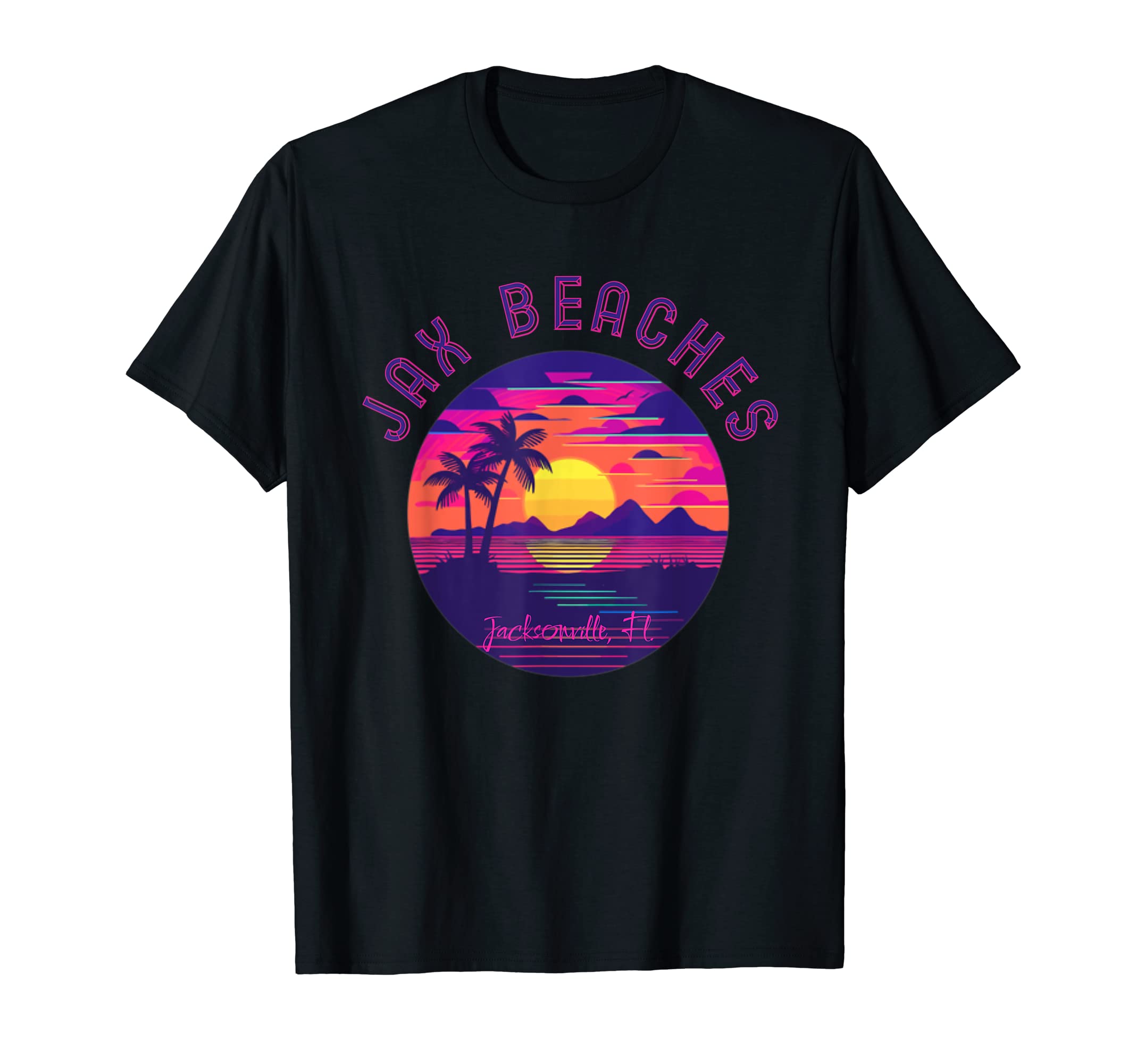 Synthwave Jax Beaches Jacksonville T-Shirt - Custom Art Print Men Women - T-Shirt, Sweatshirt, Hoodie