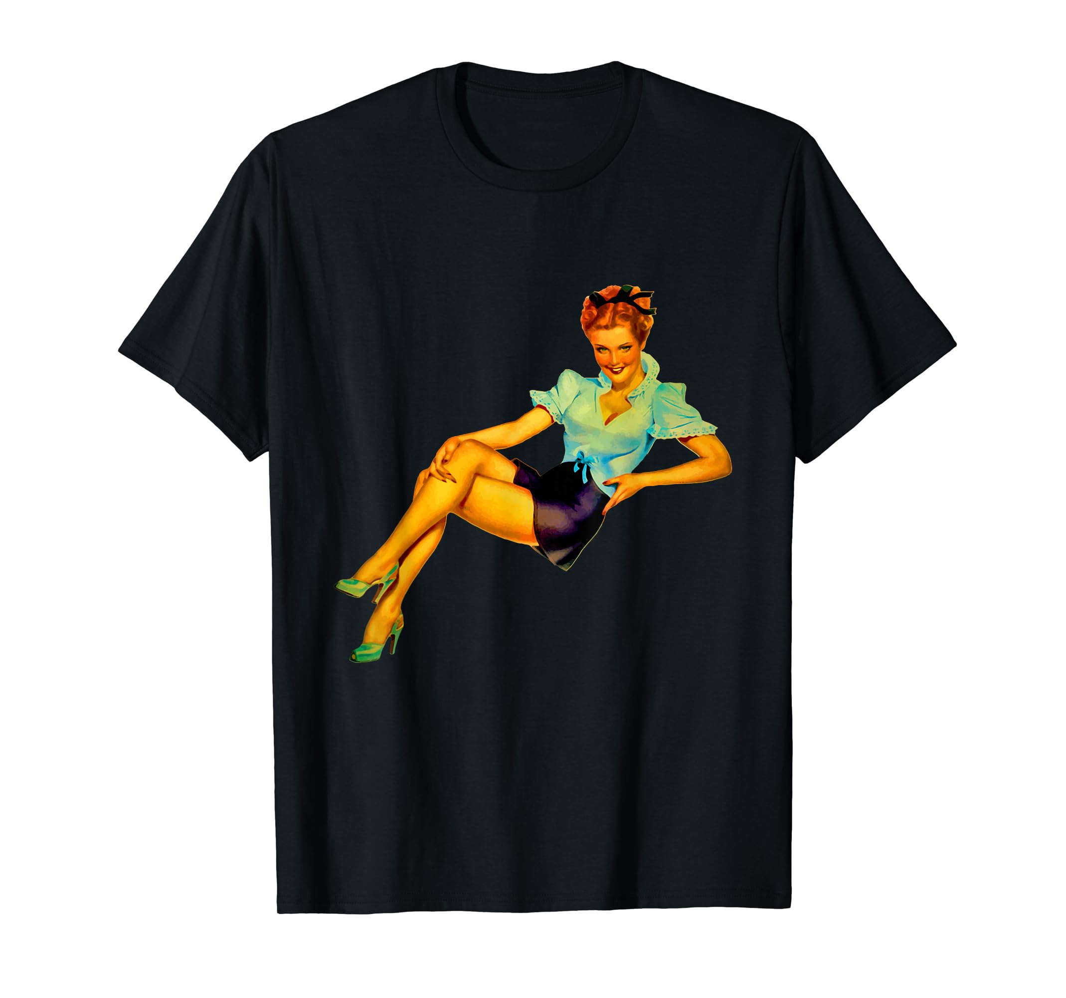 Pin Up Americana Green Blouse T-Shirt - Custom Art Print Men Women - T-Shirt, Sweatshirt, Hoodie