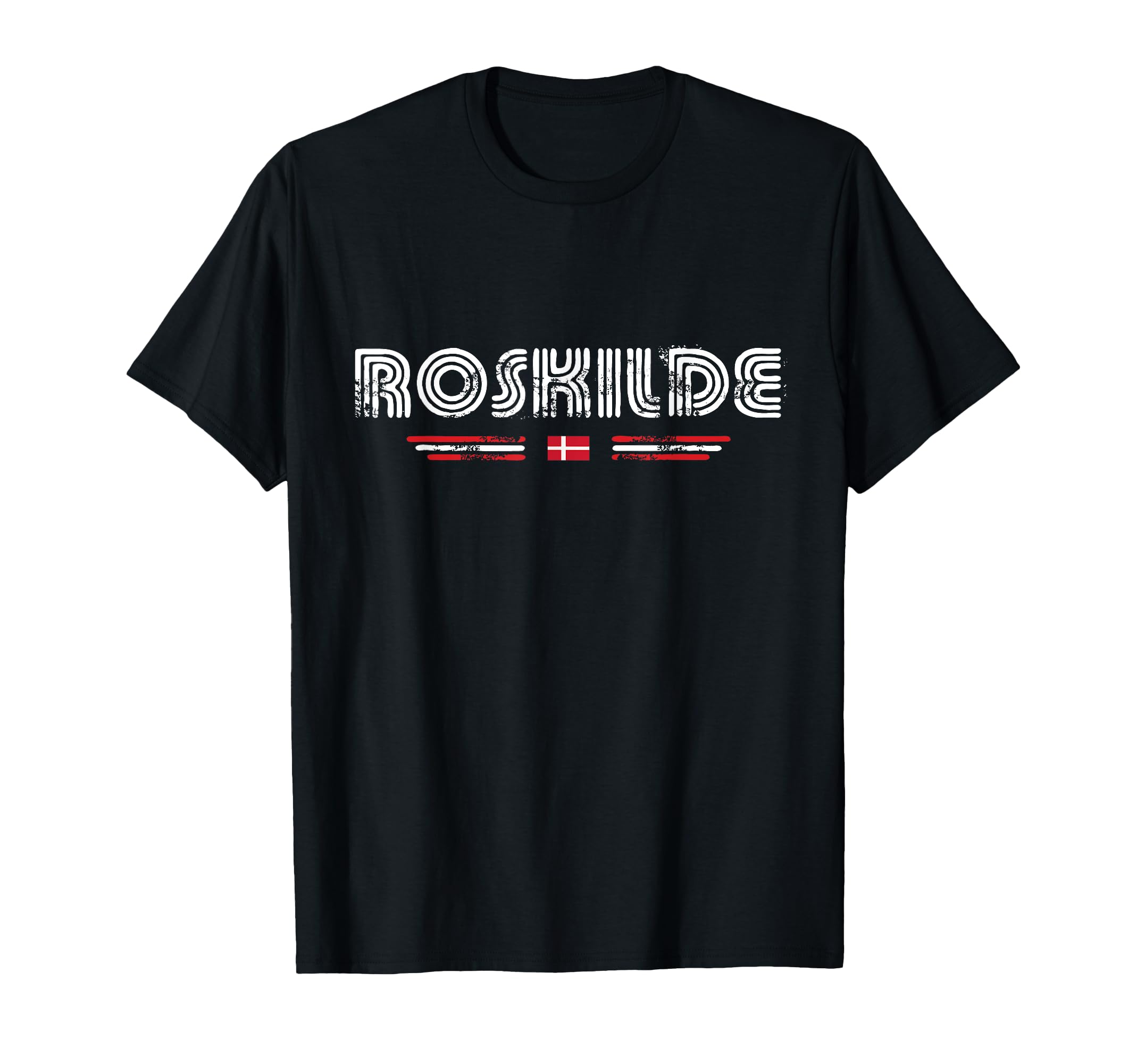 Roskilde Denmark 70S 80S Type Flag T-Shirt - Trendy Graphic Unisex - T-Shirt, Sweatshirt, Hoodie