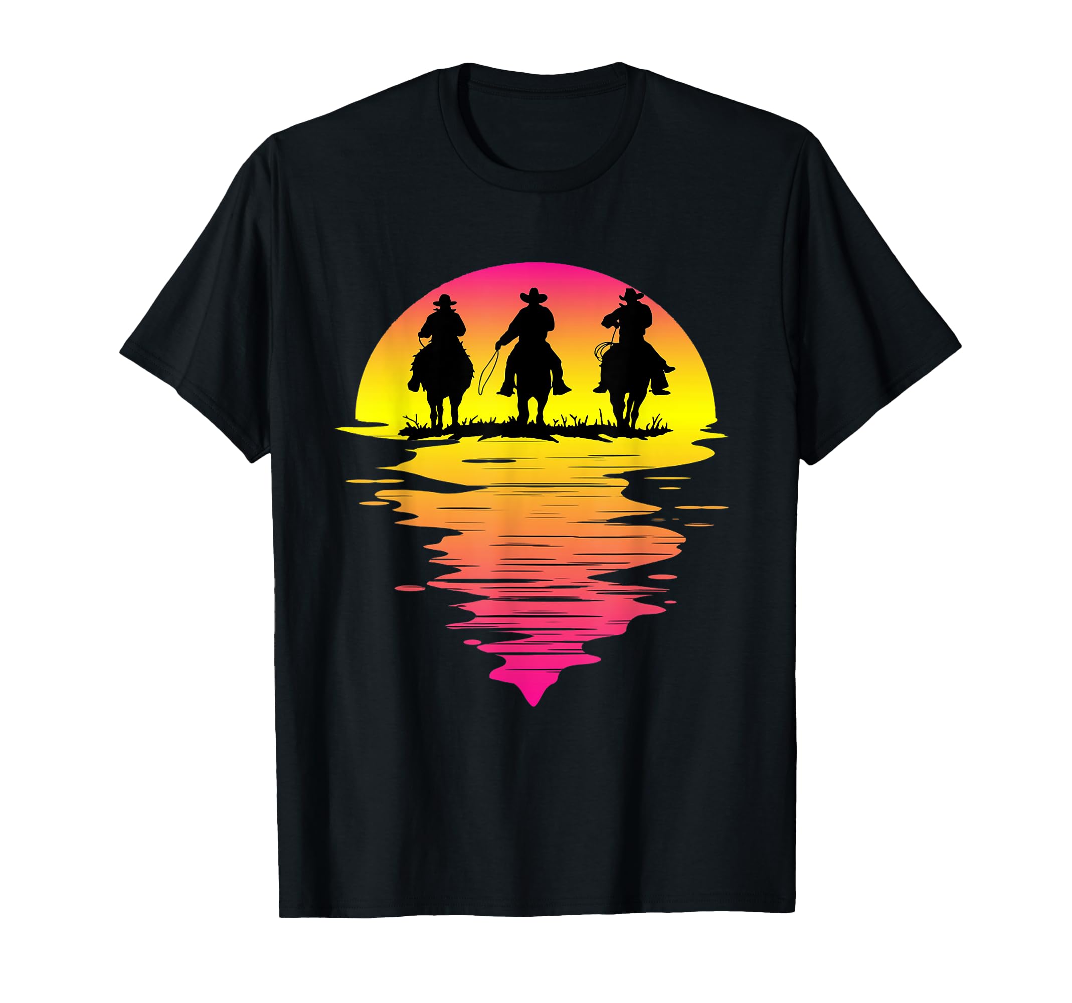 Cowboys Sunset Western Cowboy T-Shirt - Minimalist Print Unisex - T-Shirt, Sweatshirt, Hoodie