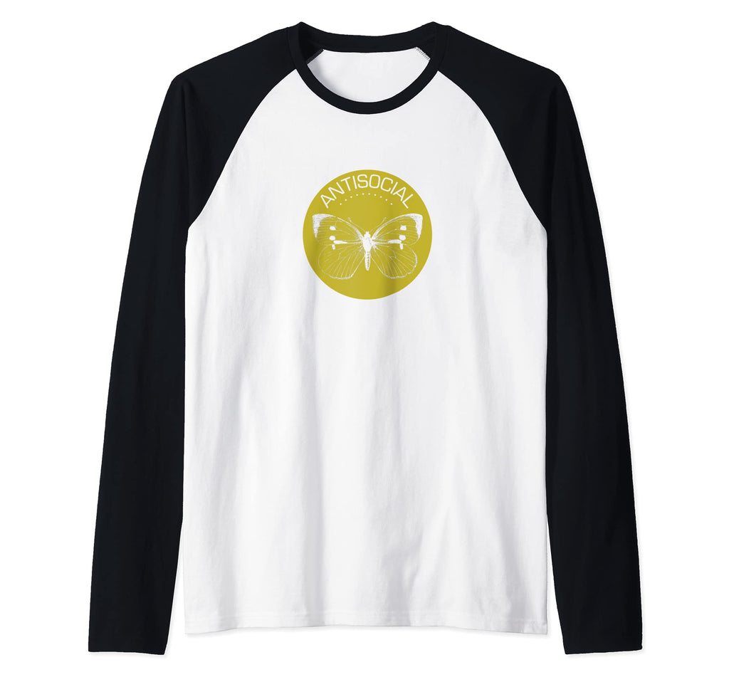 Antisocial Butterfly Raglan Baseball T-Shirt - Custom Art Print Unisex - T-Shirt, Sweatshirt, Hoodie
