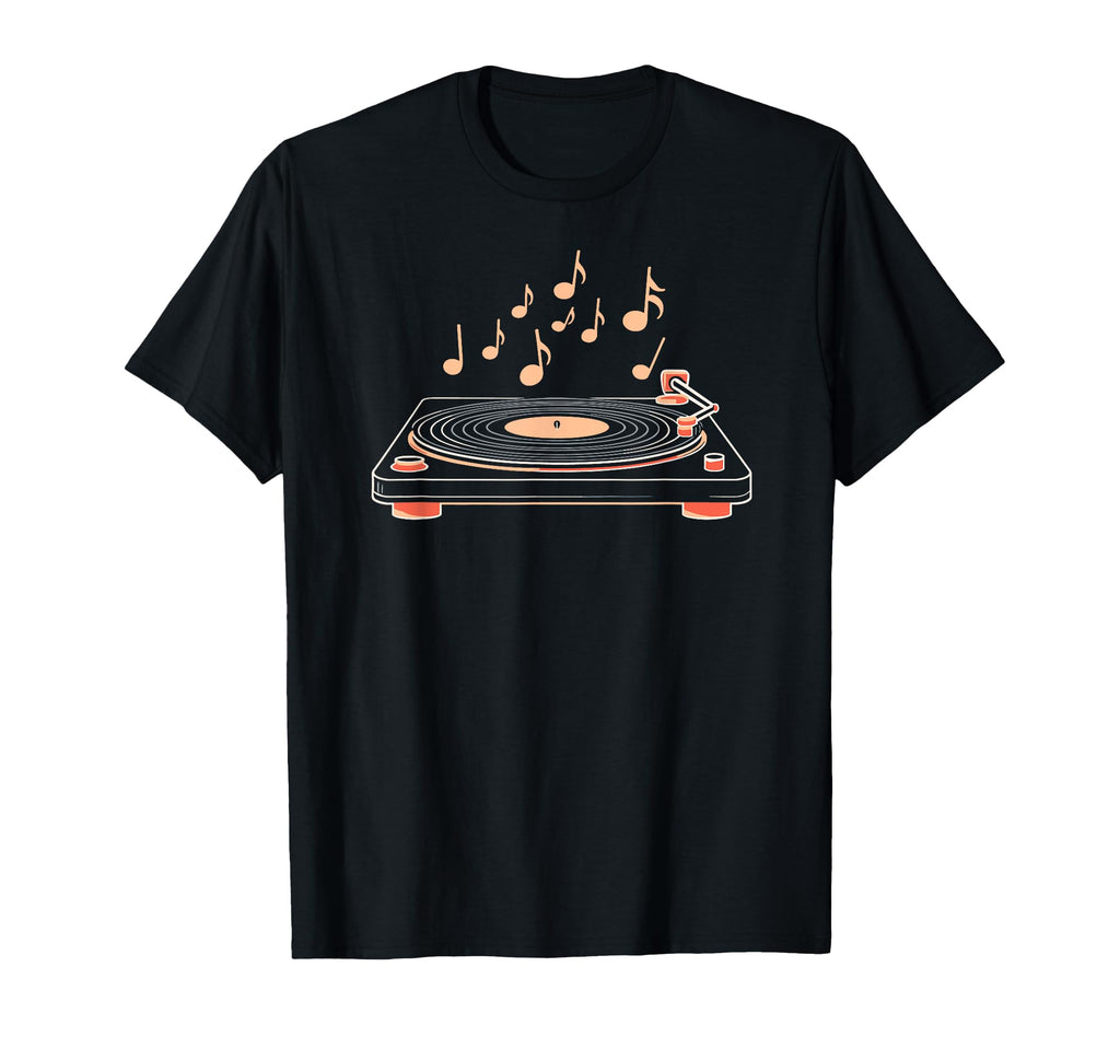 Vinyl Record Player Sketch Music Lovers T-Shirt - Unique Graphic Men Women - T-Shirt, Sweatshirt, Hoodie