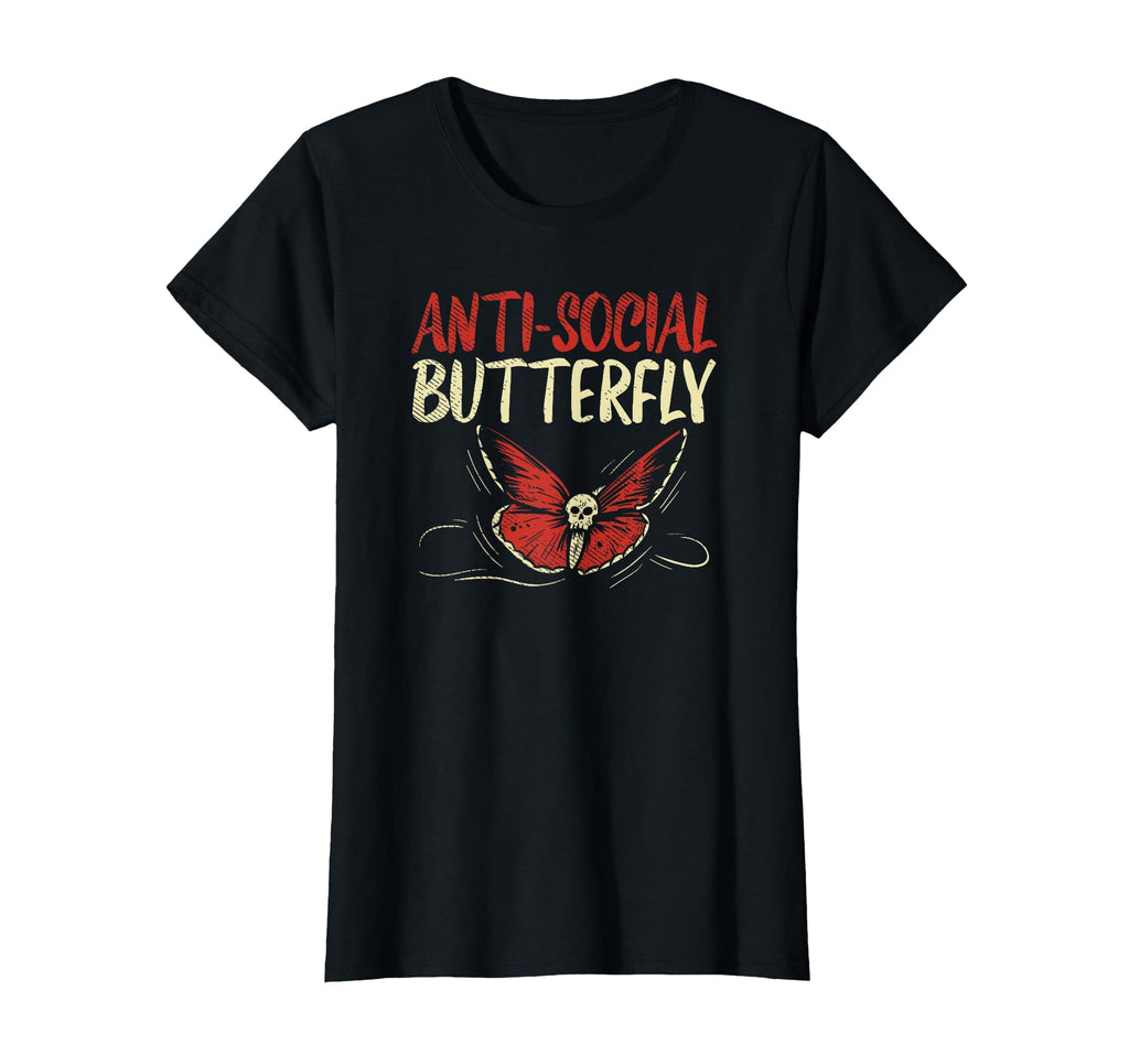 Anti Social Butterfly Goth Gothic T-Shirt - Unique Graphic Men Women - T-Shirt, Sweatshirt, Hoodie