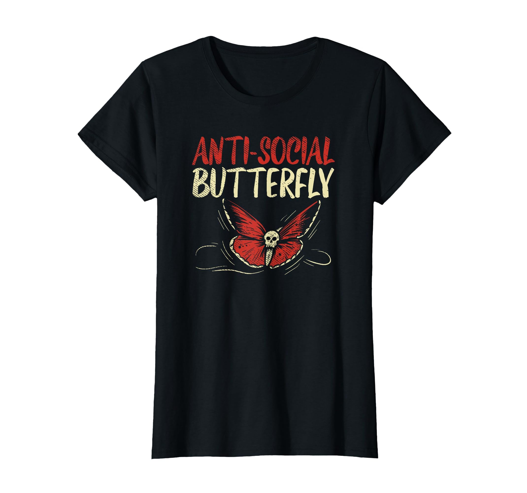 Anti Social Butterfly Goth Gothic T-Shirt - Unique Graphic Men Women - T-Shirt, Sweatshirt, Hoodie