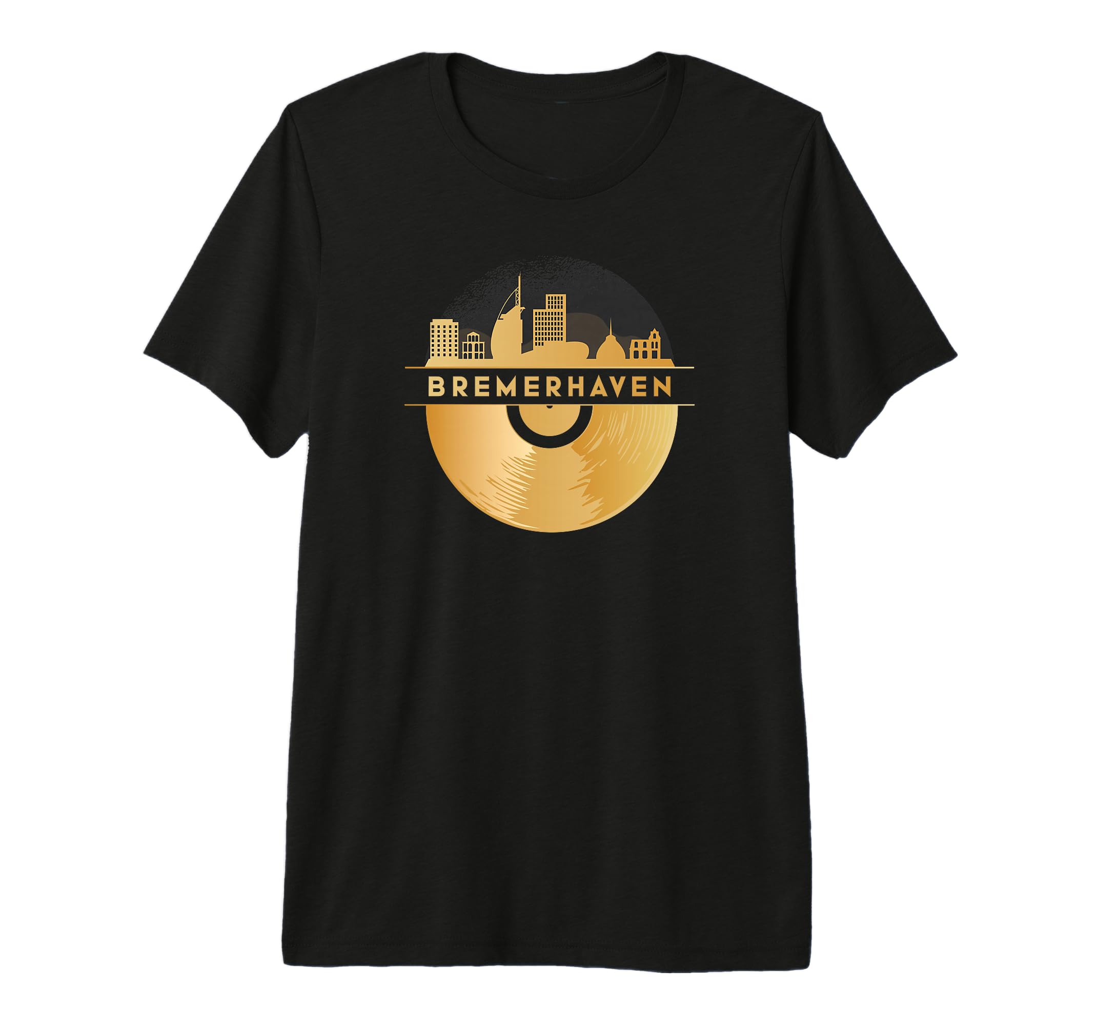 Vinyl Record Player Disco Music Skyline T-Shirt - Graphic Print Men Women - T-Shirt, Sweatshirt, Hoodie