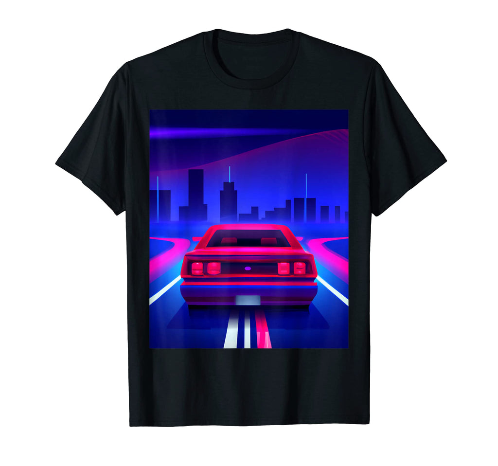 Vaporwave Aesthetic Car Skyscraper T-Shirt - Trendy Graphic Men Women - T-Shirt, Sweatshirt, Hoodie