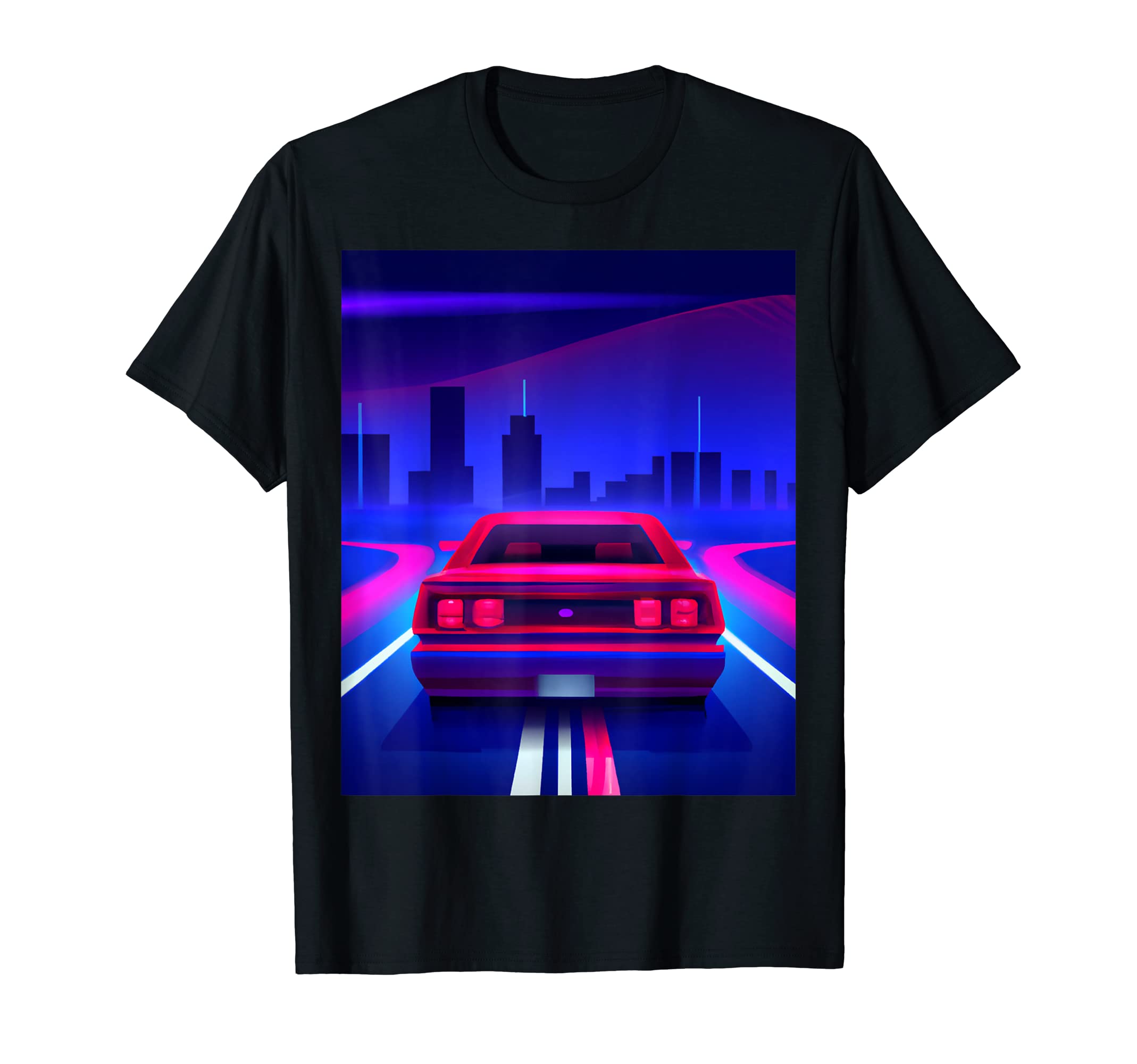 Vaporwave Aesthetic Car Skyscraper T-Shirt - Graphic Print for Adults - T-Shirt, Sweatshirt, Hoodie