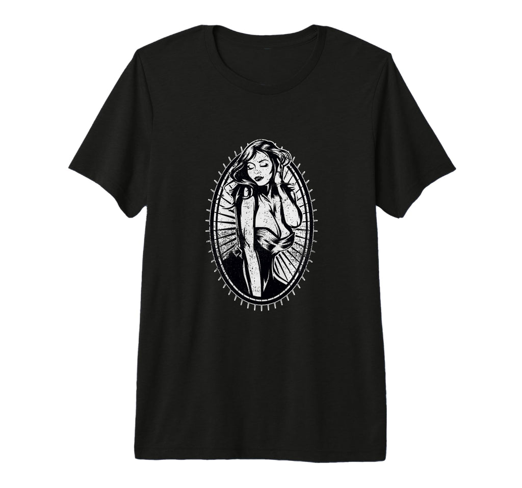 Pin Up Tattoo Art Tri Blend T-Shirt - Minimalist Print Men Women - T-Shirt, Sweatshirt, Hoodie