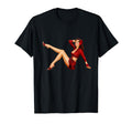 Pin Up Americana Red Dress Brunette T-Shirt - Fun Novelty Design for Adults - T-Shirt, Sweatshirt, Hoodie