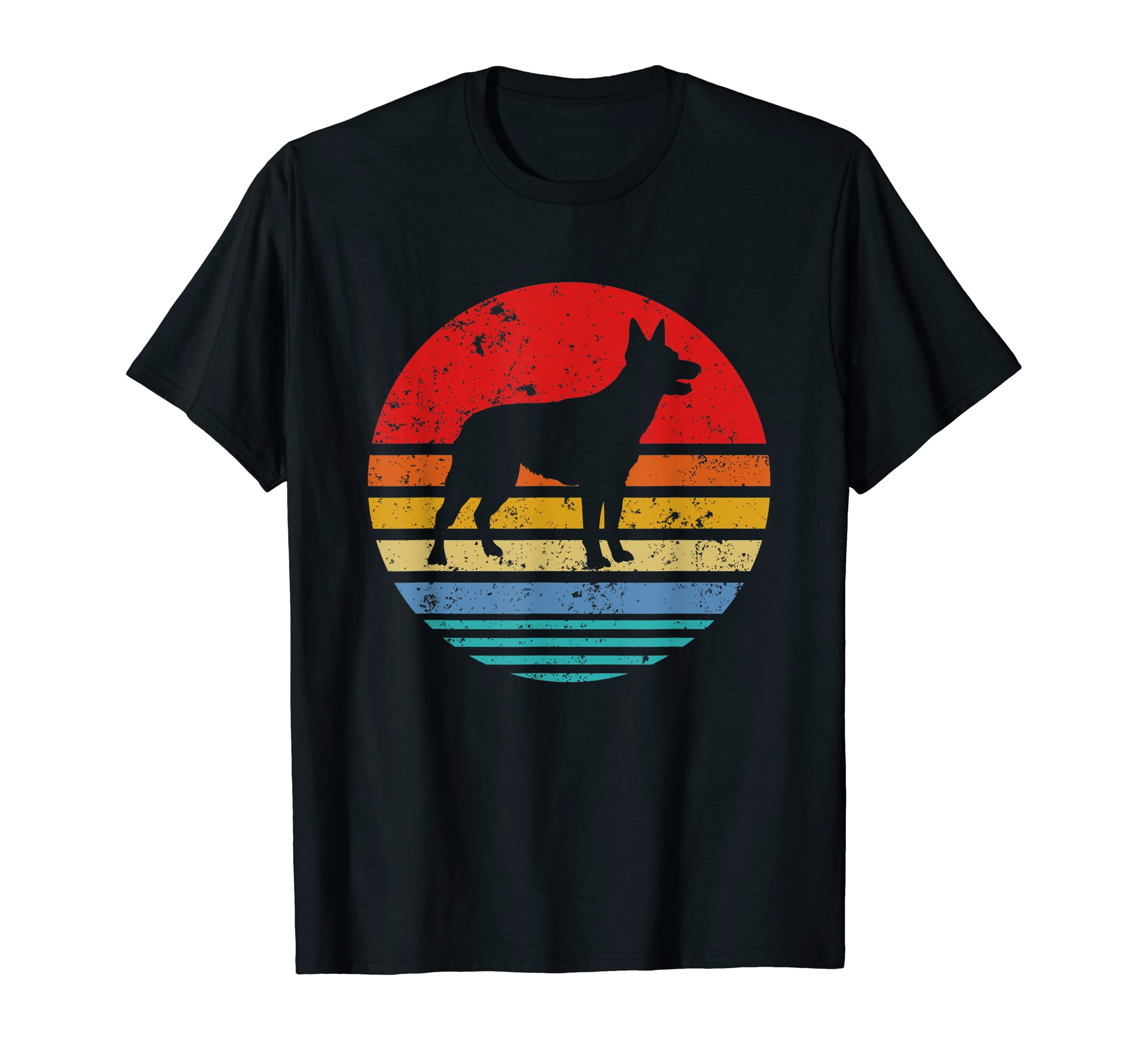 Kelpie Sunset Distressed Mom Dad Dog T-Shirt - Custom Art Print Unisex - T-Shirt, Sweatshirt, Hoodie