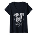 Womens Antisocial Butterfly Funny V Neck T-Shirt - Unique Graphic Men Women - T-Shirt, Sweatshirt, Hoodie