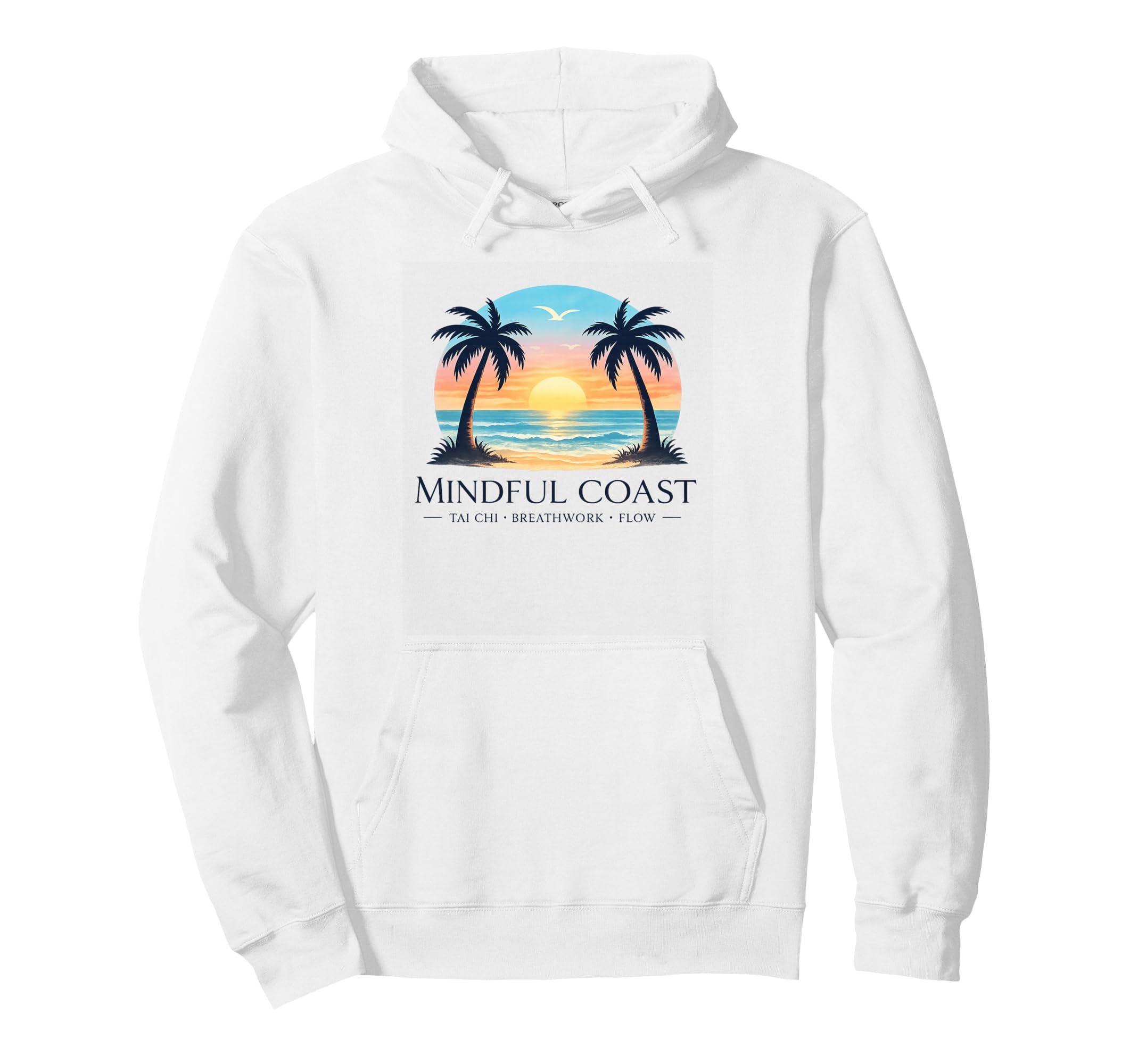 Breathwork Meditation Mindfulness Coastal Hoodie - Unique Graphic Unisex - T-Shirt, Sweatshirt, Hoodie
