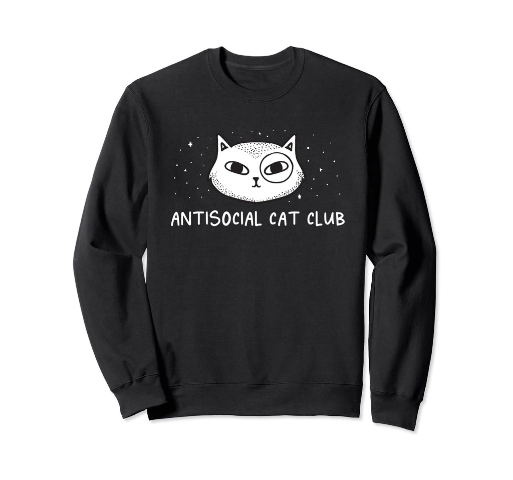 Antisocial Cat Club Introvert Cat Sweatshirt - Aesthetic Graphic Unisex - T-Shirt, Sweatshirt, Hoodie