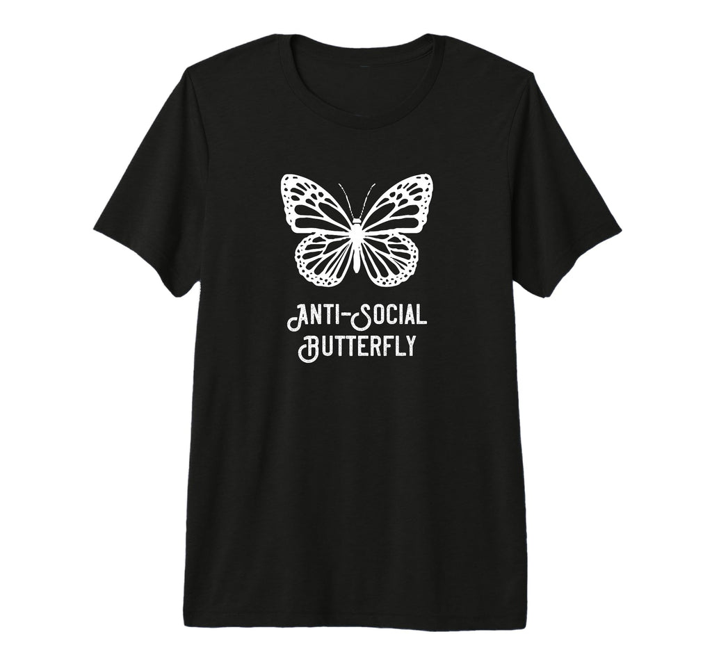 Anti Social Butterfly Tri Blend T-Shirt - Aesthetic Graphic Men Women - T-Shirt, Sweatshirt, Hoodie