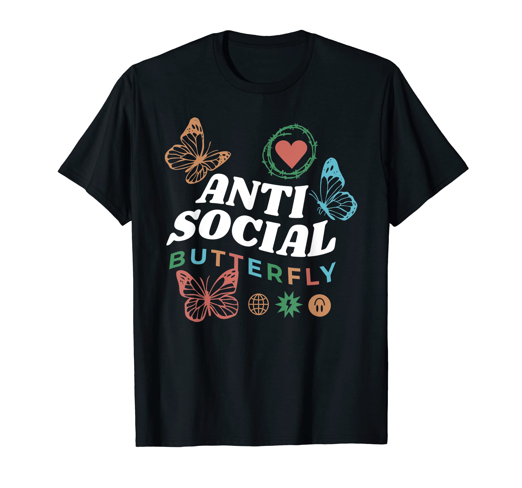 Antisocial Butterfly Fairy Grunge T-Shirt - Casual Everyday Wear Unisex - T-Shirt, Sweatshirt, Hoodie