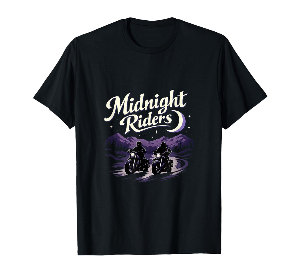 Midnight Riders Biker Badge Crescent T-Shirt - Aesthetic Graphic Men Women - T-Shirt, Sweatshirt, Hoodie